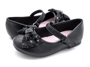 Jelly Beans Wtana Girls Size 7 Mary Jane Flats Black Sequins Bow Accent Shoes - Picture 1 of 10