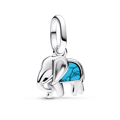 PANDORA Gioiello Mini Charms Portachiavi Elefante Color Turchese 793858C01 - Immagine 1 di 4