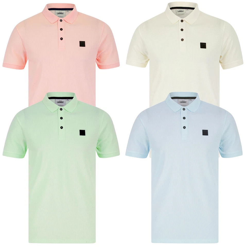 Tokyo Laundry Hombres Polo Algodón Tejido Rico Color Pastel Informal Camiseta Prenda para el torso Foto 1 de 1