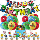 Super Mario Theme Geburtstag Party Dekor Luftballons Banner Tortenaufleger Set
