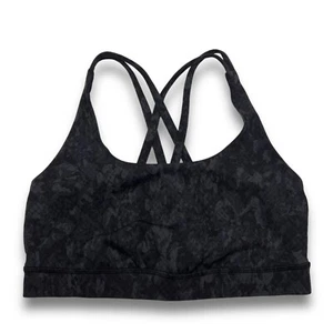 Lululemon Energy Sport Bra 6 Camo Snake Print Black Gray Medium Support Workout - Picture 1 of 11