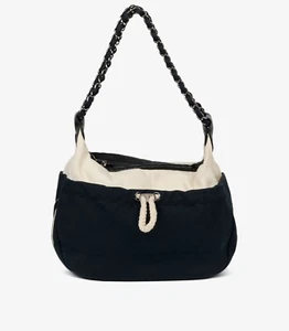 Chanel Navy, Beige Canvas & Black Quilted Lambskin Cruise Timeless Hobo Bag - Picture 1 of 11