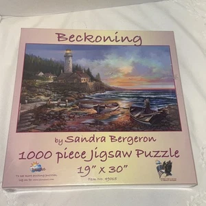 SunsOut Beckoning Puzzle 1000 Sandra Bergeron Lighthouse Cottage Dock NIB - Picture 1 of 2