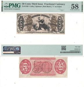 50 Cent 3rd Issue Fractional Currency Fr-1349 PMG AU-58 - Picture 1 of 3