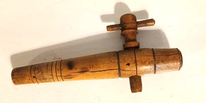 Vintage Wooden Barrel Wine Beer Keg Tap Spout Spigot Bung Hole Wood - Picture 1 of 13