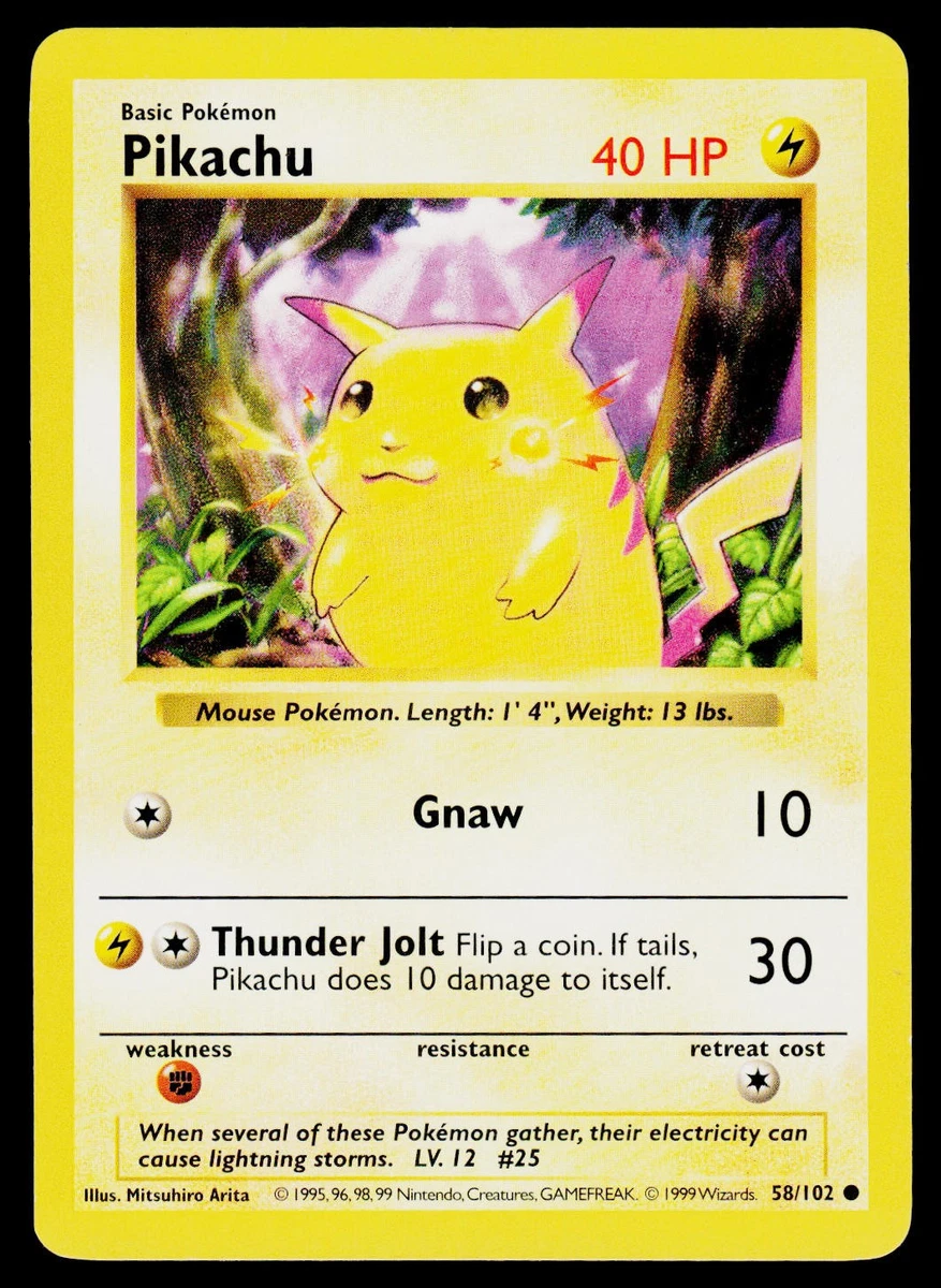 Pikachu Pokémon TCG Shadowless Individual Collectible Card Game