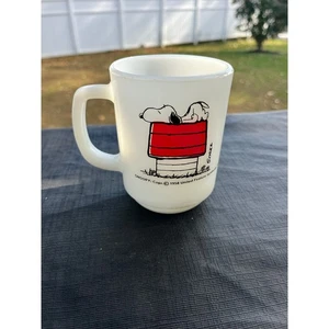 Vintage 1958 Anchor Hocking Fire-King Tasse Snoopy I Think I'm Allergic To Morning - Bild 1 von 3