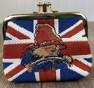 Tapestry Kiss Lock Change Purse Paddington Bear Blue Wallet Money Holder - Picture 1 of 11