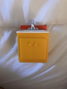 Fisher Price Loving Family Dollhouse Vintage Yellow Orange Sink - Picture 1 of 2
