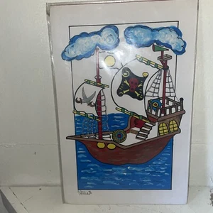 Arlene Armenta vintage California pirate Art signed art Modernism - Picture 1 of 4