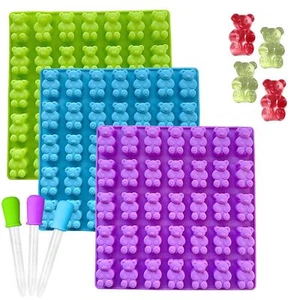 3 Pack Large 1 Inch Gummy Bear Molds with 105 Cavities for Candy Chocolate - Picture 1 of 6