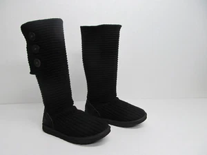 UGG Australia Women's Classic Cardy Black Knit Boots size 9 - Picture 1 of 11
