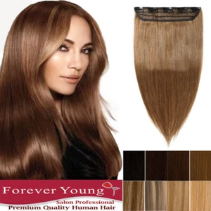 Premium Clip in Human Hair Extensions 100% Real Remy Hair Weft One Piece Clip In - Picture 1 of 21