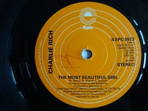 CHARLIE RICH - THE MOST BEAUTIFUL GIRL 1978 7" VINYL SINGLE. EPC 5973. - Picture 1 of 2