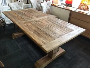 Rhiannon Farmhouse Hampton Style Rustic Dining Table Elm Hardwood 245 cm - Picture 1 of 8