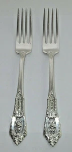 Pair of Vintage WALLACE *ROSE POINT* Pattern Sterling Silver 7" FORKS, 95 grams - Picture 1 of 8