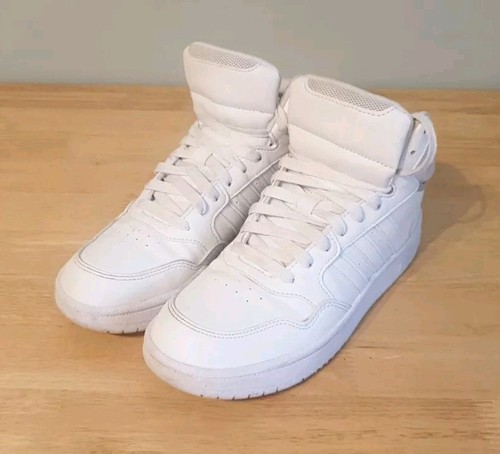 Scarpe da ginnastica Adidas Hoops Mid bianche taglia 5 UK