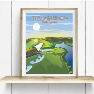 Hilton Head South Carolina Golf Print-Travel Poster-PGA-Golf Decor-Gift For Dad - Picture 1 of 6