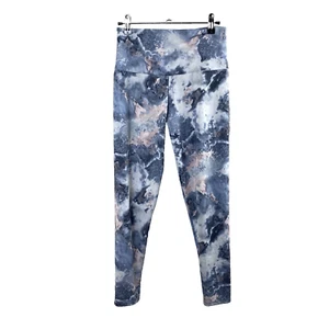 Onzie Womens Athletic Crop Leggings M/L Gray Pink White Tie Dye Marble Yoga - Picture 1 of 9