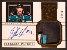 PATRICK MARLEAU 2011-12 PANINI DOMINION PEERLESS PATCHES AUTO 13/40 NO 83  34454