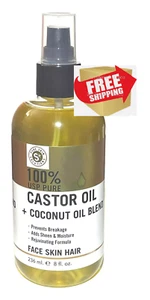 100% USP Pure Castor Oil with Coconut Oil for Face, Skin & Hair 8 oz Ea. - Picture 1 of 3