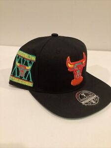 Chicago Bulls Mitchell & Ness Hardwood Classics Windy City Black Hat Cap Size 7