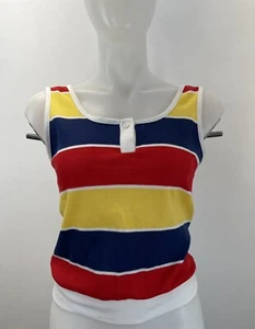 VTG Catalina Tank Top Scoop Next K Colorful Stripe Jersey Knit SZ M (FLAWS - Picture 1 of 12
