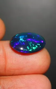 Schwarzopal Edelstein, großer Schwarzopal Cabochon, ovaler Opal Äthiopischer Opal 18x14mm - Bild 1 von 3