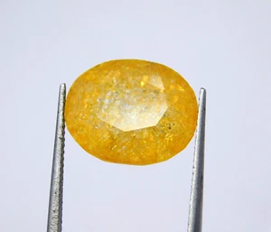 Certified 17.50 Ct Oval Premium Sparkles Natural Yellow Titanite Sphene - Picture 1 of 13