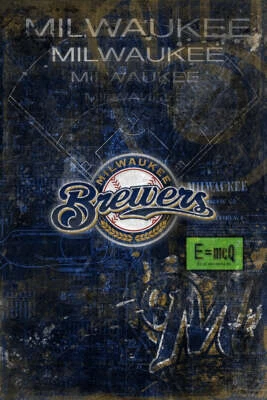 Milwaukee Brewers Poster, Milwaukee Brewers Artwork Gift, Brewers Free Ship US - Image 1 of 4