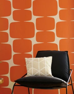 Vintage Wallpaper Orange Geo Funky Home Decor Wall Mural Full Roll 20.47"x 33ft - Picture 1 of 2