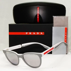 Prada Polarised Silver White Grey Sunglasses Red Stripe PS05XS SPS 05X 04S-04L - Picture 1 of 12