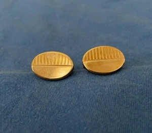 Vintage SWANK Cufflinks Gold-Colored, Oval, Beveled-Design - Vintage Jewelry - Picture 1 of 8