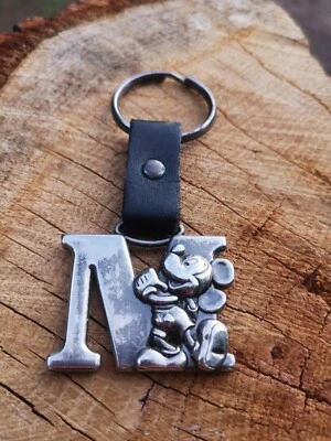 DISNEY VINTAGE MICKEY MOUSE LETTER M METAL KEYCHAIN KEYRING STAMPED - Image 1 of 4