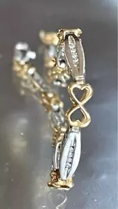 MULTI-TONE GOLD AND DIAMOD ''I LOVE YOU'' BRACELET - Picture 1 of 16