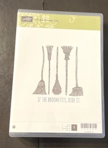 Rare Stampin Up! Rubber Stamp "If The Broom Fits" 139693 unmounted Halloween - Picture 1 of 4