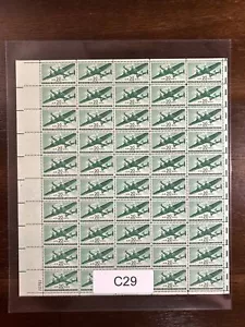 C29 US Air Mail Mint Sheet, 20 cent Twin-Motored Transport Plane, Bright Green - Picture 1 of 3