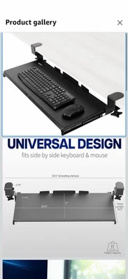 Large Under Desk Keyboard Tray 27" x 11" Slide-Out Computer Drawer Black - Image 1 of 4