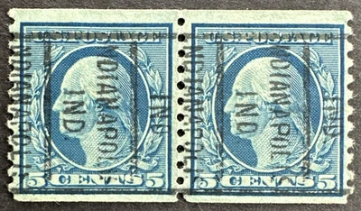 US 1919 Scott 496 Indianapolis IN Precancel Used Pair - Image 1 of 2