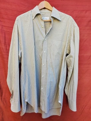 Borrelli Napoli Shirt Mens 16 41 Green White CHECKED Cotton Classic Dress - Image 1 of 4