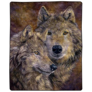 Full Queen Size Luxury Mink Blanket Wolf Pair Super Soft 74 x 91 Inch 7.5 lbs - Picture 1 of 3