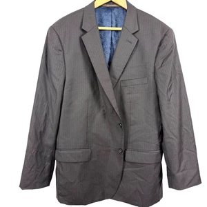 Tasso Elba 100% Wool Dark Brown Blue Pinstripe Suit Jacket Blazer 2 Button 48 R - Picture 1 of 15