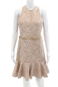 Lanvin Womens Lace Sleeveless Knee Length A Line Dress Pink Size EUR 42 - Picture 1 of 7