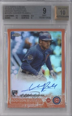 2015 Topps Chrome Rookie Orange Refractor /25 Addison Russell BGS 9 MINT Auto RC - Image 1 of 2