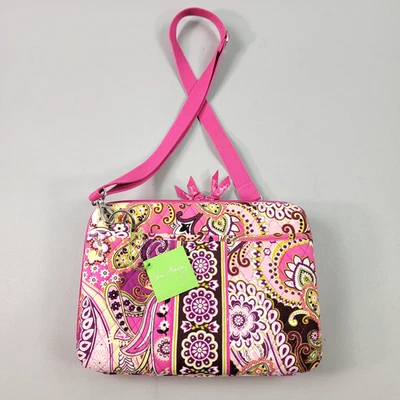 Vera Bradley Mini Laptop Case Very Berry Paisley Adj Strap Hard Shell Novo com etiquetas - Imagem 1 de 4