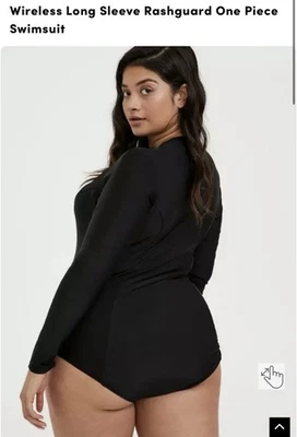 Traje de baño de una pieza Torrid negro con cremallera frontal manga larga talla 2 Foto 1 de 4