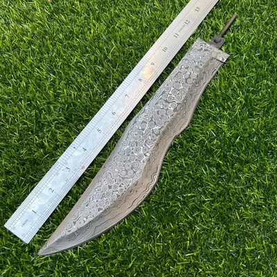 11''Handmade Damascus Steel Hunting Knifemaking Sharp Bowie Blank Blade Knife - Image 1 of 4