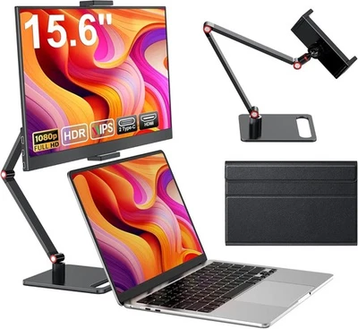 Portable Monitor 15.6" 1080P FHD Laptop Screen Extender IPS Display, Plug&Play L - Image 1 of 3