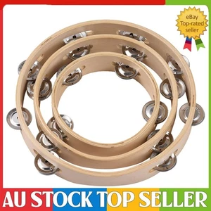 8 Inch Wooden Tambourine with Pleasant Jingle for Adults Parties - Picture 1 of 8