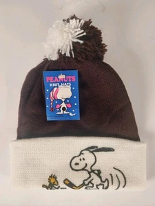 De colección Nuevo de Lote Antiguo Años 70 Snoopy Woodstock Hockey Gorro Cacahuetes Tejido Gorra Pom Pom EE. UU. - Imagen 1 de 10